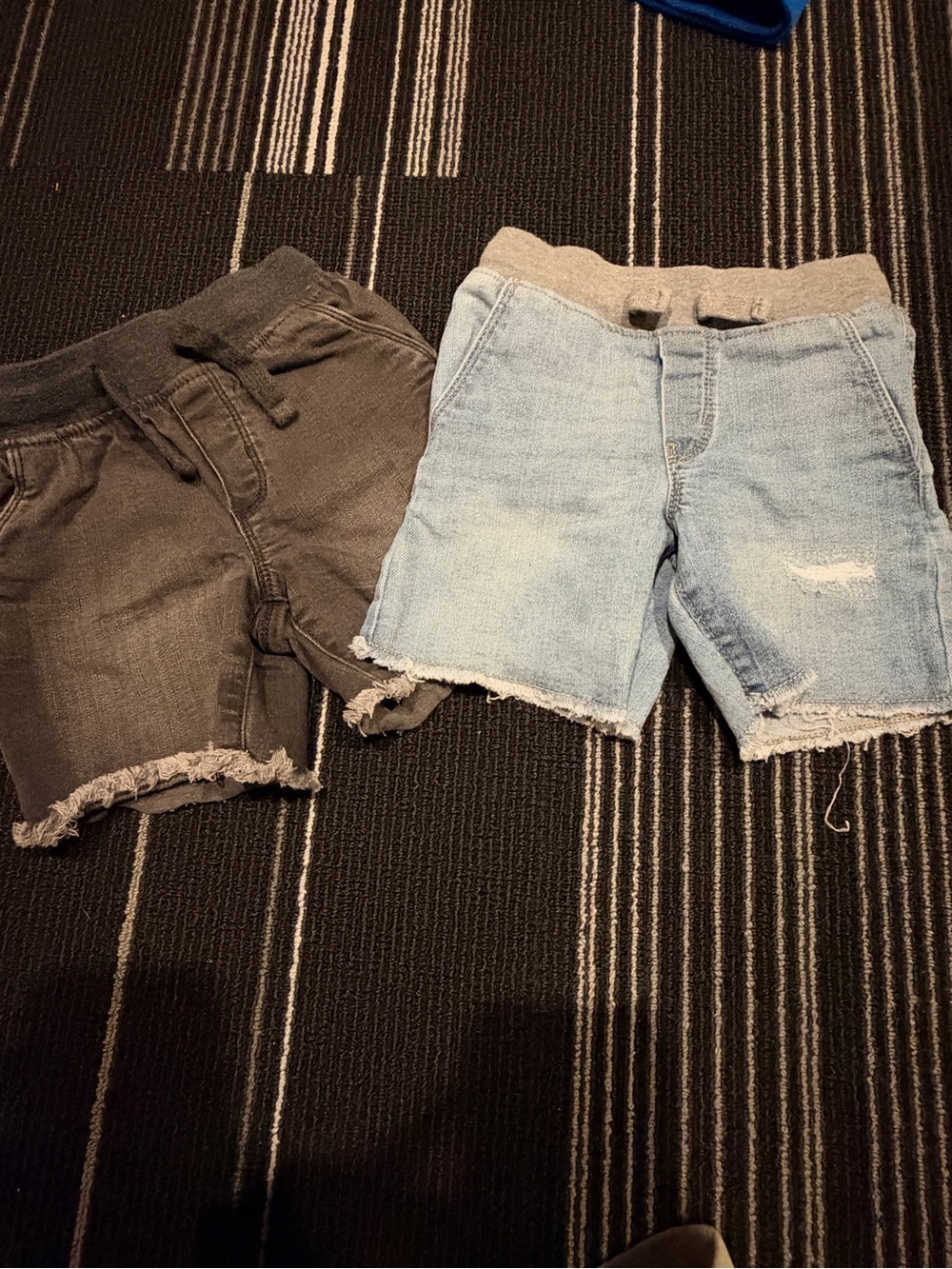 OshKosh B'gosh Frayed Denim Drawstring Shorts - Light Blue & Charcoal